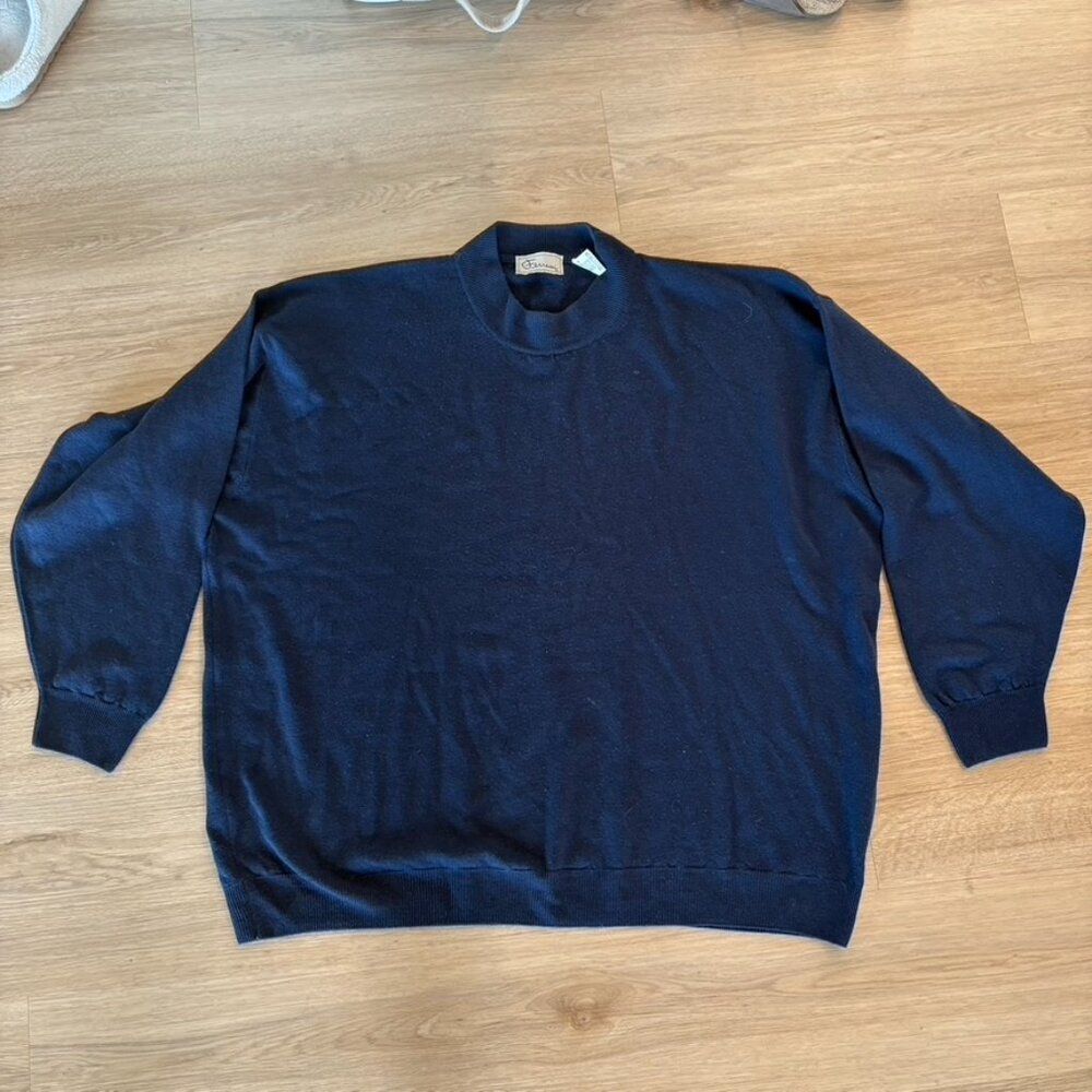 ** Ferracci Made in Italy wool 100% wool sweater crewneck navy blue 4X
